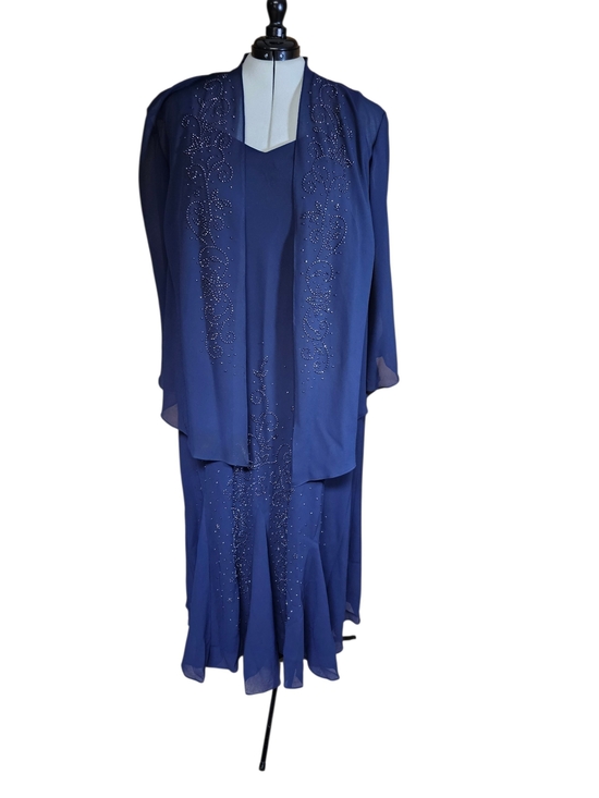 Catherines Dresses & Skirts - Catherines Navy Blue Embellished Maxi Dress Set